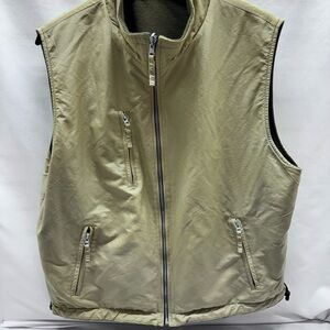YBS Youngblood Vest Mens Size 2X Tan/Green Reversible Full Zip W Pockets